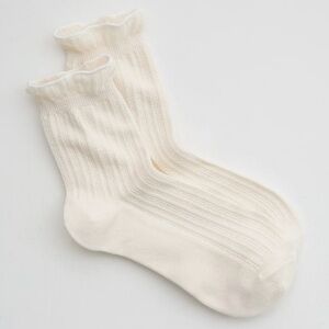Aerie Pointelle Ruffle Edge Quarter Socks (Color : Natural) Discount Shipping